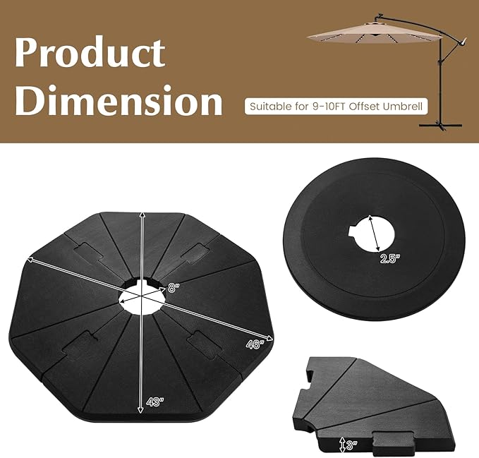 Tangkula 4-Piece Patio Umbrella Base, 208 lbs Heavy Duty Offset Cantilever - Image 8