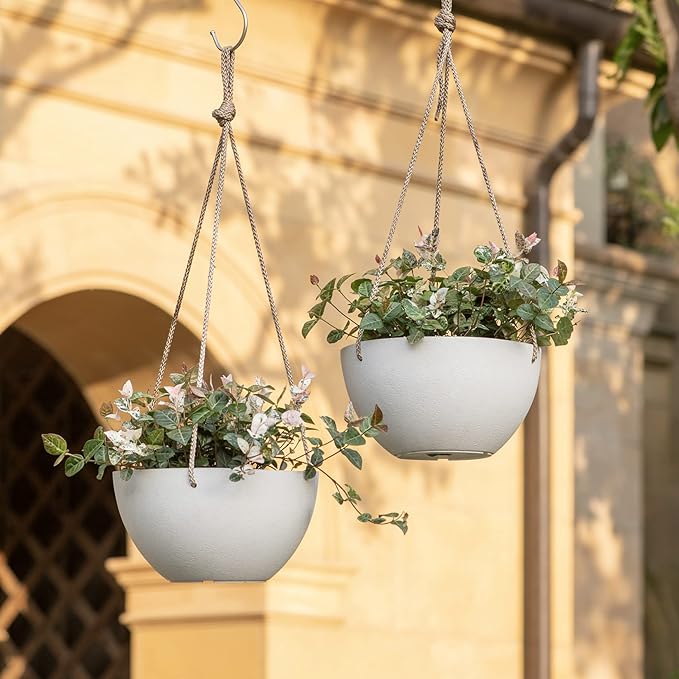 La Jolie Muse White Hanging Planter Basket - Image 4