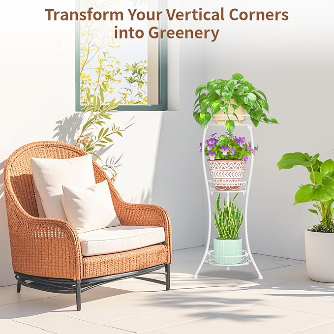 LASZOLA White 3 Tier Tall Plant Stand - Image 8