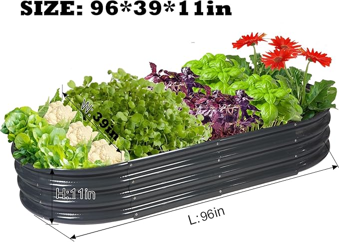 Raised Garden Bed Galvanized Planter Box Outdoor, Rot-Resistant Metal Garden - Image 2