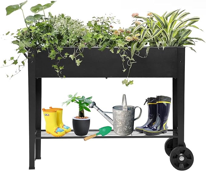 Piksedo Raised Garden Bed, Elevated Planter Metal Plant Box by VEOAY
