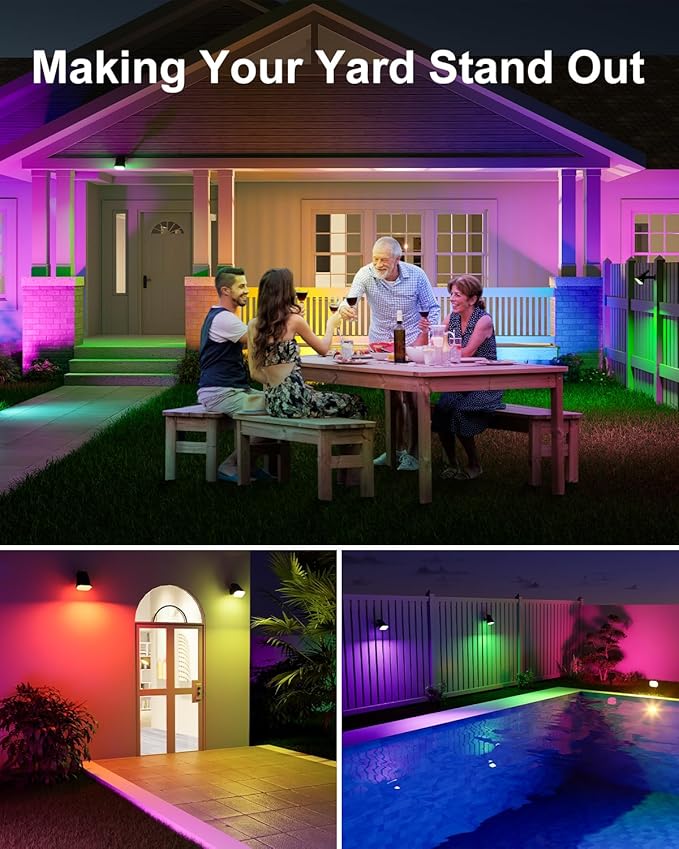 6 Pack Color Changing Solar Powered Outdoor Spot Lights Outside Landscape - Image 6