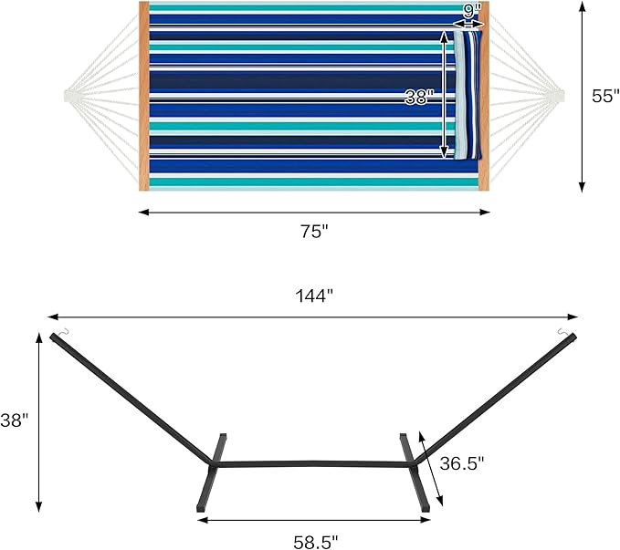 Two Person Hammock with Stand for Outside Heavy Duty, Outdoor Patio Hammock - Image 4