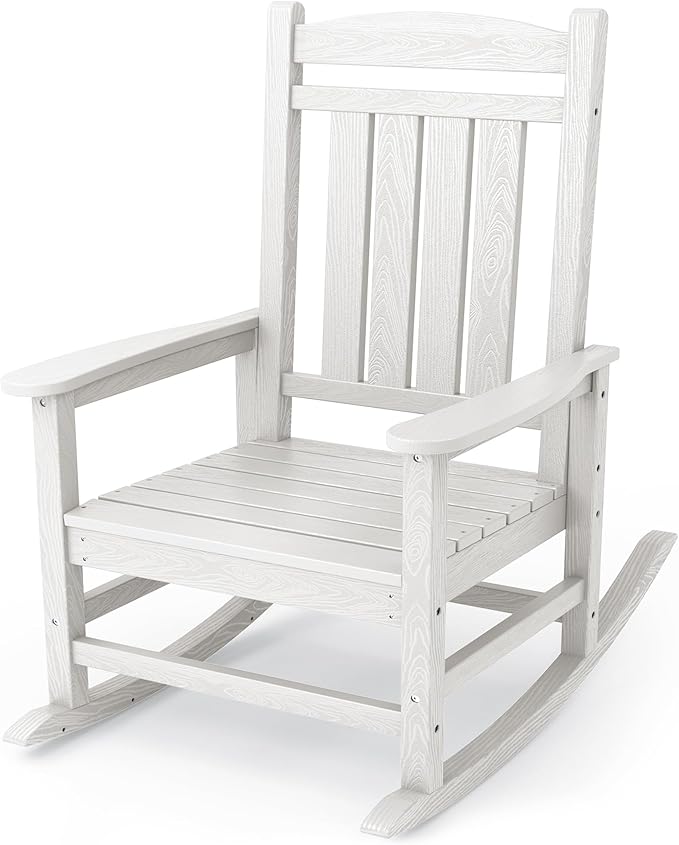 KINGYES HDPE Outdoor Rocking Chair, Widened Seat Patio Rocking Chair, Oversized by KINGYES