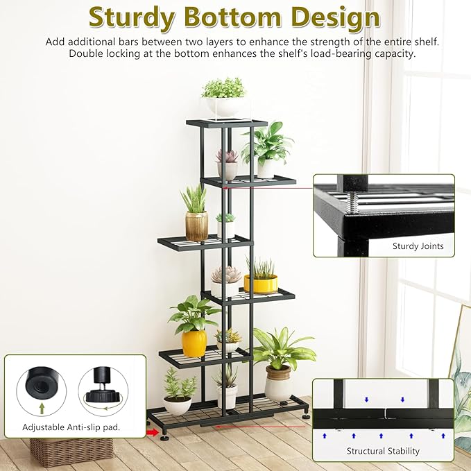 Metal Plant Stand, 6 Tier 12 Potted, Upgrade Multiple Plant Rack Shelf Organizer - Image 2
