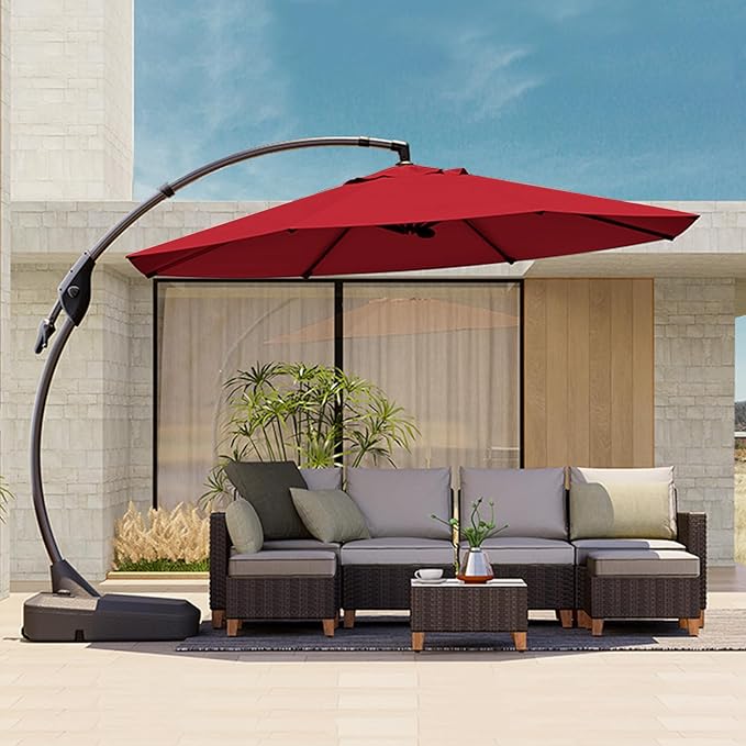 Grand patio 12FT Outdoor Cantilever Umbrella Large Round Aluminum Offset by GrandPatio