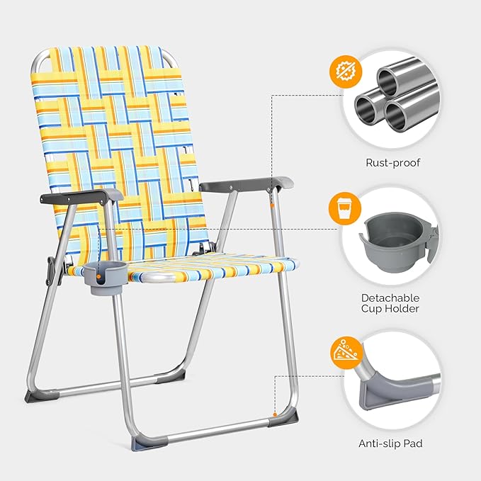 VINGLI Aluminum Patio Lawn Chairs Folding Set of 2 - Image 4