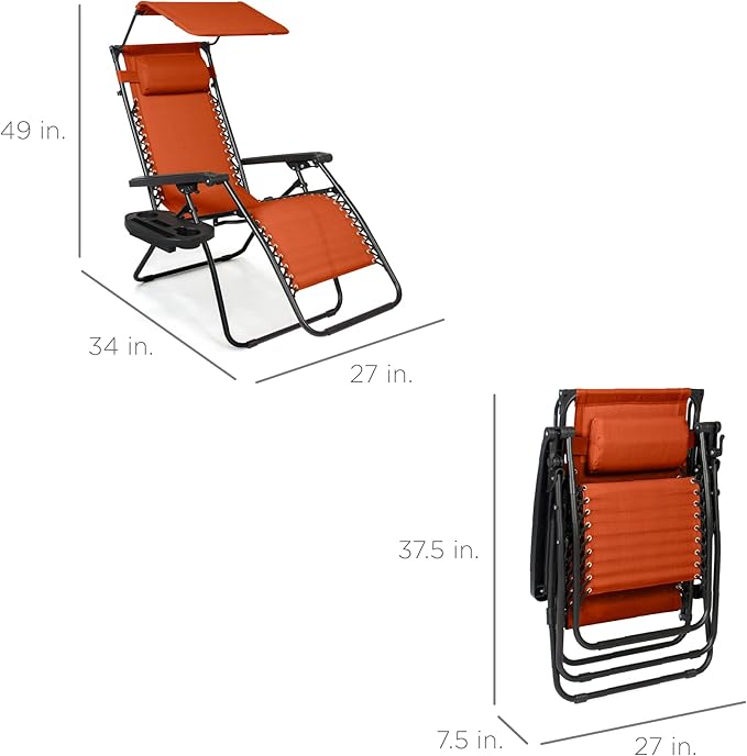 Best Choice Products Folding Zero Gravity Outdoor Recliner Patio Lounge Chair - Image 3