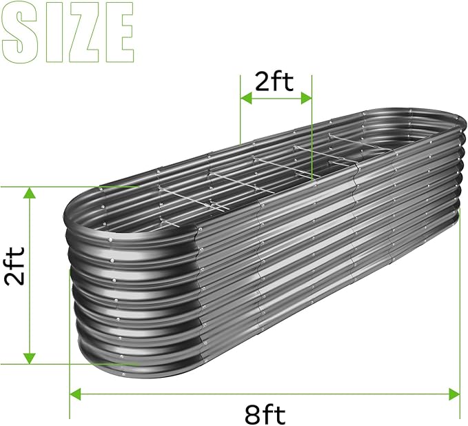 Land Guard 8×2×2ft Galvanized Raised Garden Bed Kit, Raised Garden Boxes Outdoor - Image 2