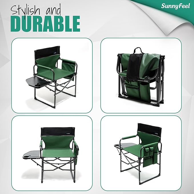 SUNNYFEEL Camping Directors Chair, Heavy Duty, Oversized Portable Folding Chair - Image 8