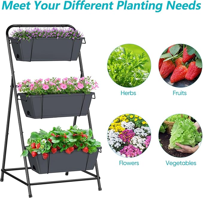 Vertical Garden Planter 3 Tier Raised Garden Bed Herb Planter Outdoor Standing - Image 4