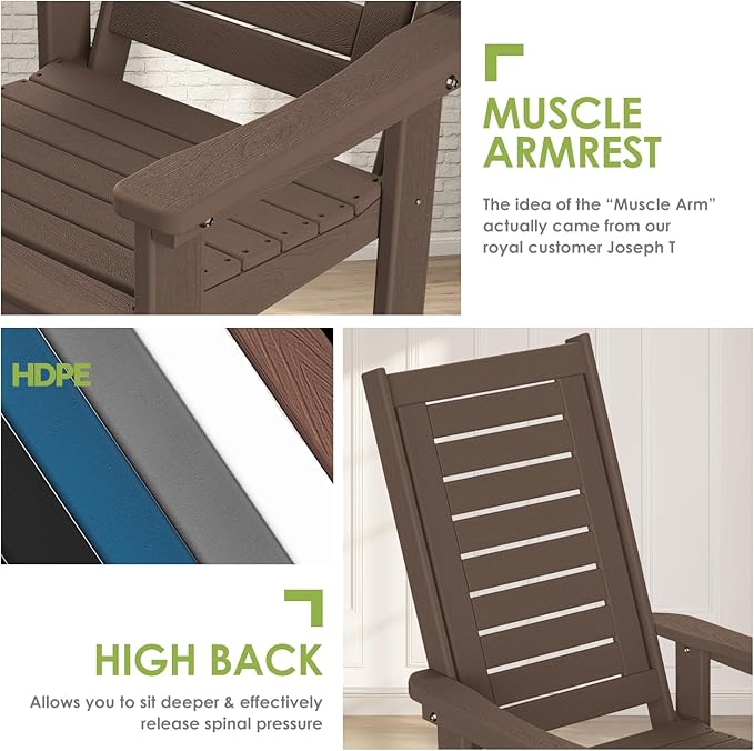 GREENVINES Outdoor Rocking Chairs | Set of 4 | Porch Rocker | HDPE Plastic | - Image 7