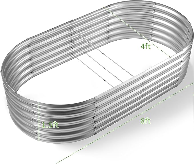 Land Guard Galvanized Metal Raised Garden Bed Kit, Oval Gardening Box, Patio - Image 2