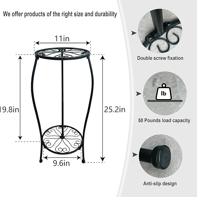 2 Pack 25.2 inch Metal Plant Stand Rack - Image 3