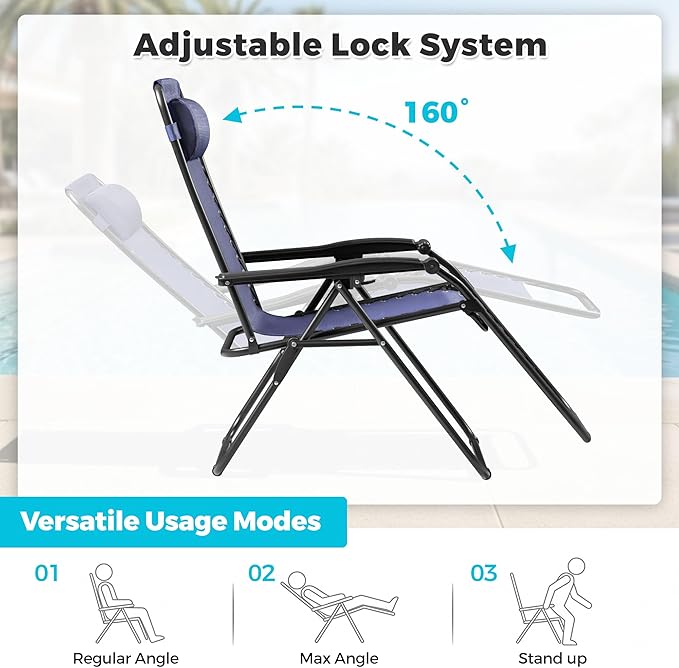 Homall Zero Gravity Chair Patio Folding Lawn Outdoor Lounge Gravity Camp - Image 4