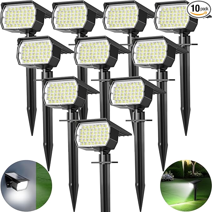 Solar Spot Lights Outdoor 10 Pack, Solar Landscape Spotlights Waterproof by TadyrealSolarLights