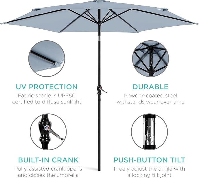 Best Choice Products 10ft Outdoor Table Compatible Steel Polyester Market Patio - Image 5