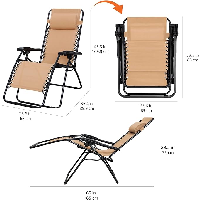 Amazon Basics Outdoor Patio Zero Gravity Folding Reclining Lounge Chair - Image 2