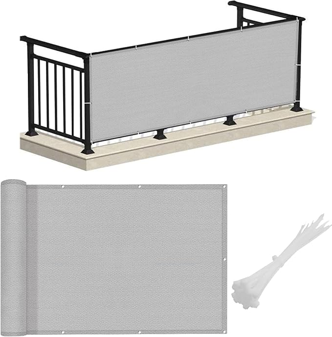 LOVE STORY 3'x16' Gray Balcony Screen Privacy Fence Cover UV Protection by LOVESTORY