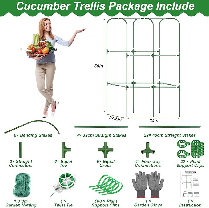 Cucumber Trellis for Raised Bed 50 x 34 Inch U-Shape Garden Trellis for - Image 4