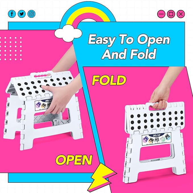 Delxo 9 Inch Folding Step Stool, Portable Collapsible Step Stool - Image 4