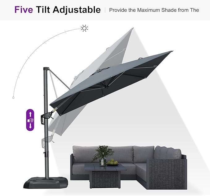PURPLE LEAF 8'×8' Patio Cantilever Umbrella - Image 7