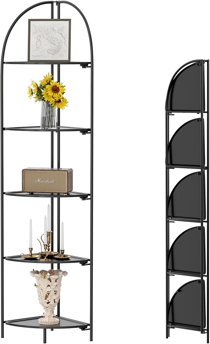 Crofy Foldable 5 Tier Corner Shelf, Metal Corner Plant Stand by CrofyLLC