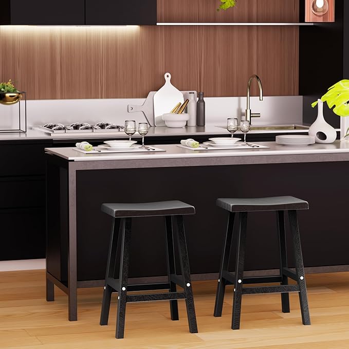 29in Tall Bar Stools Set of 2, Waterproof UV-Resistant, Durable Resin Kitchen - Image 7