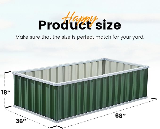 KING BIRD Raised Garden Bed 68" x 36" x 18" Heightened Galvanized Steel Metal - Image 8