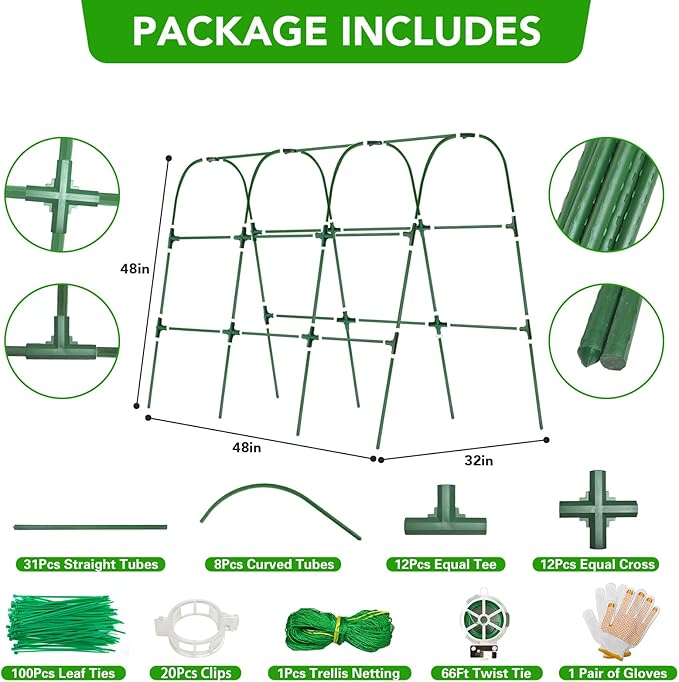 Cucumber Trellis for Raised Bed, U-Shape Garden Trellis for Climbing Plants - Image 5