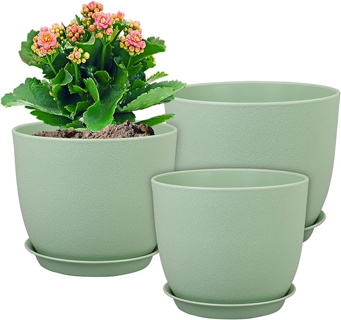 Large Plant Pots 12/10/9 inch, Flower Pots by WSMKSZ