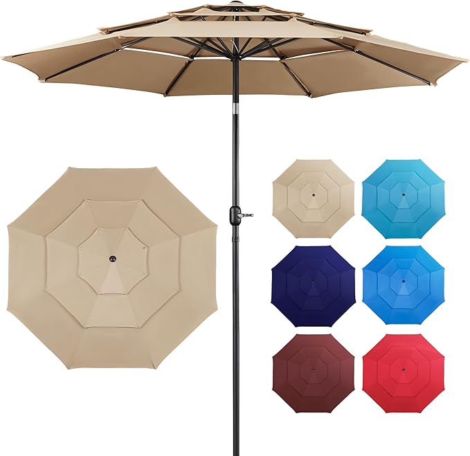 Yaheetech 3-Tier Patio Umbrella 10ft Vented Outdoor Canopy Sun Shade Large by Yaheetech