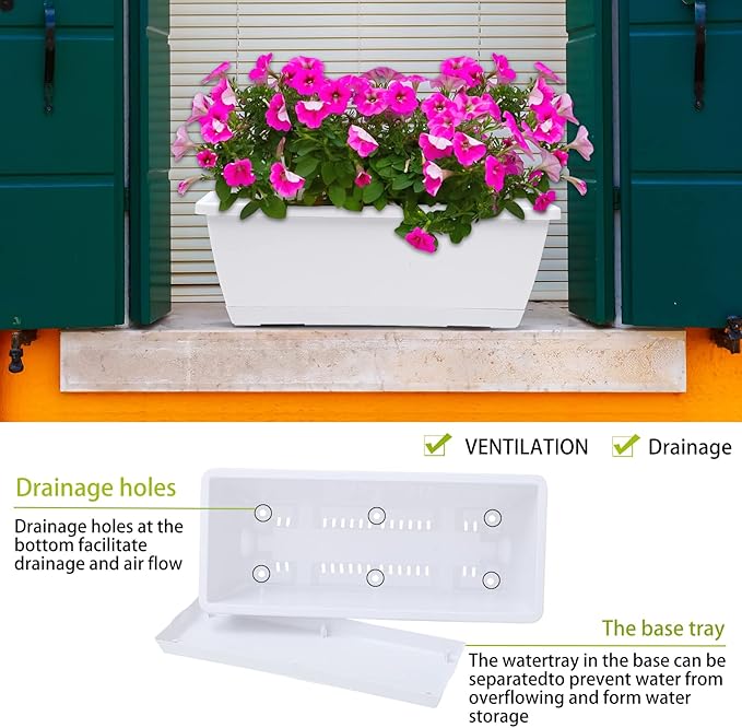 Window Box Planter, 7 Pack Plastic Vegetable Flower Planters Boxes 17 Inches - Image 6