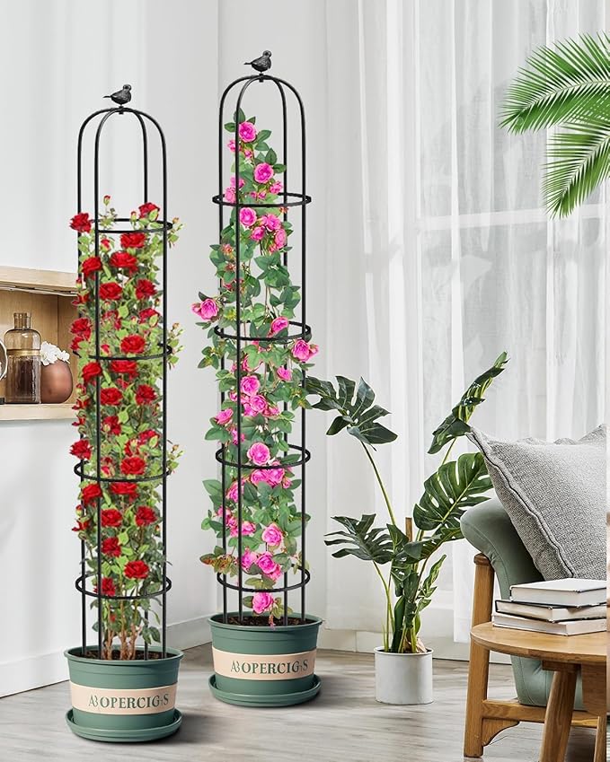 6.2ft Garden Obelisk Trellis for Climbing Plants Rustproof Metal Pipe - Image 6