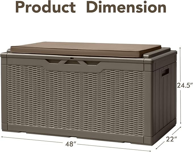 Devoko 100 Gallon Deck Box, Waterproof Resin Outdoor Storage Box - Image 5