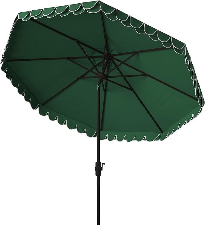 SAFAVIEH 9ft Outdoor Patio Umbrella, Dark Green, Auto Crank Tilt, UV Resistant - Image 5