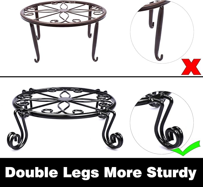 Black Plant Stand for Flower Pot Heavy Duty Potted Holder Indoor Outdoor Metal - Image 3