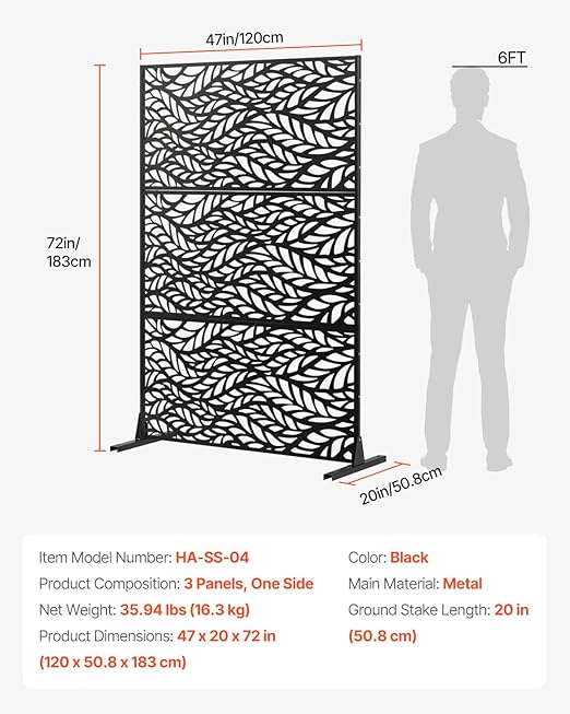 VEVOR Metal Privacy Screen, Outdoor Privacy Screens & Panels, Freestanding - Image 7