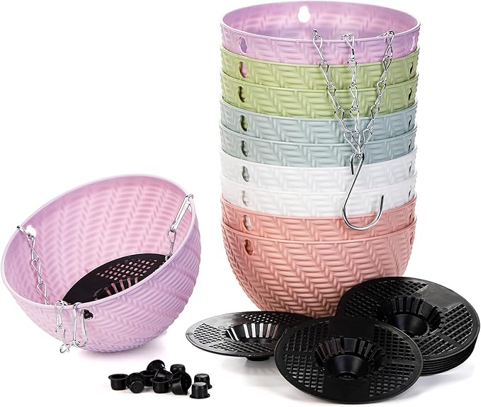 Foraineam 10 Pack Mini Hanging Planters Garden Self-Watering Flower Plant Pot - Image 5