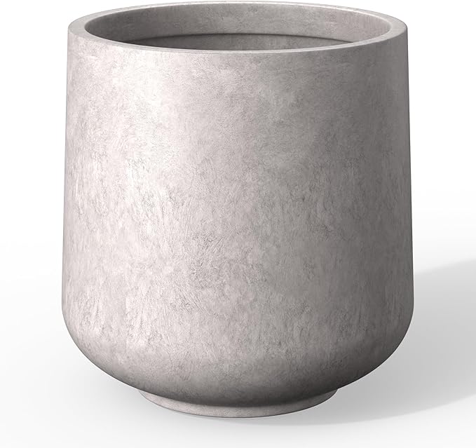 Kante 15.3" Dia Round Concrete Planter, Outdoor Indoor Large Plant Pots by Kante