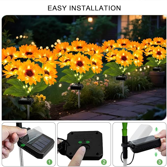 Solar Sunflower Lights 4 Pack - Image 6