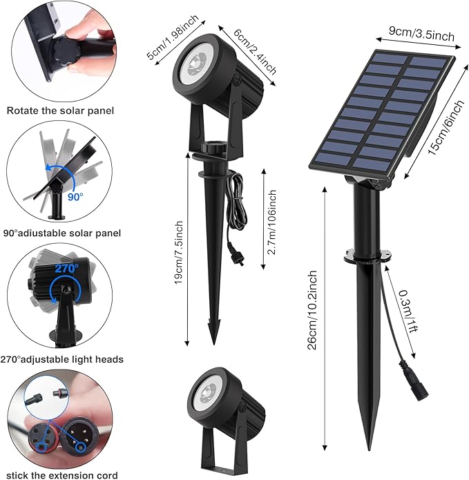 T-SUNUS RGB Solar Landscape Spotlights Christmas, Color Changing Spot Lights - Image 7