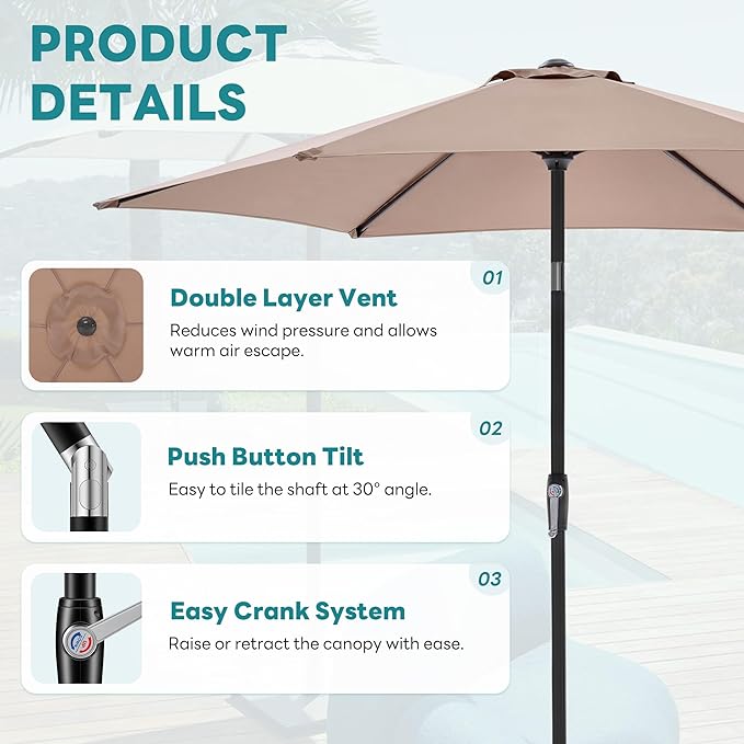 OLIXIS 7.5ft Patio Umbrella - Image 2