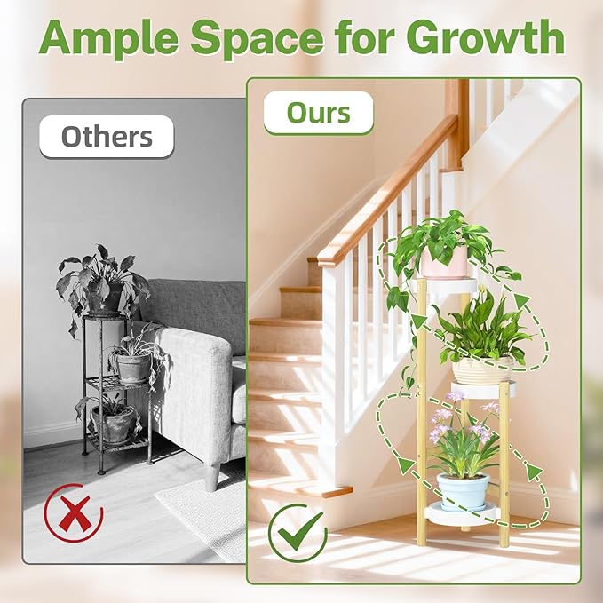 iDavosic.ly 3 Tier Bamboo Plant Stand Indoor Outdoor - Image 7