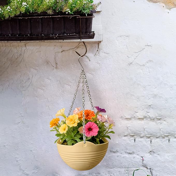 8 Pack 8 Inch Plastic Self Watering Hanging Planters, Colorful Hanging Basket - Image 6