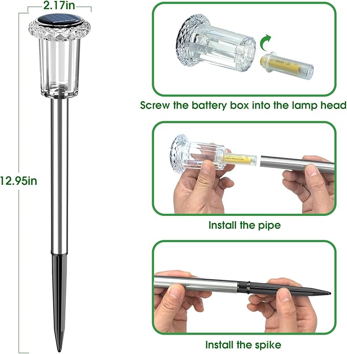 Solar Outdoor Lights, 15 Pack Solar Pathway Lights Outdoor Waterproof, Stake - Image 4