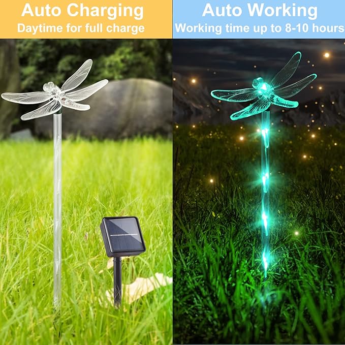Set of 6 Arcylic Solar Lights for Outside, Solar Powered Garden Decorations - Image 3