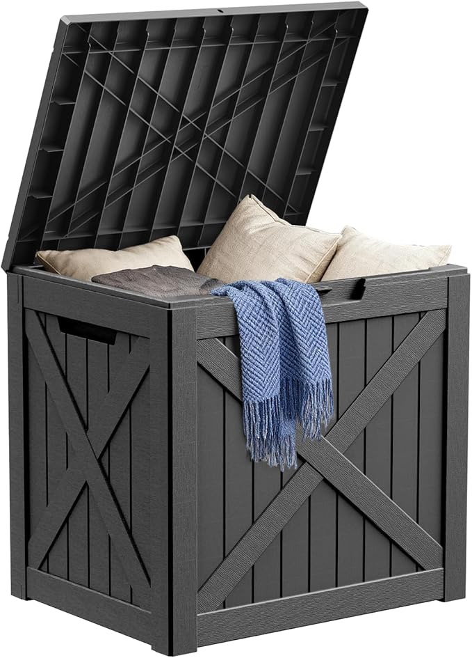 DRATO 32 Gallon Deck Box X pattern, Outdoor Storage Box by DRATOprovidesawarmandcozy