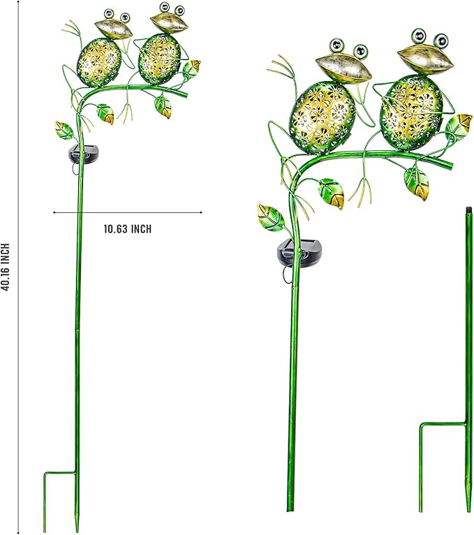 Bshine Outdoor Solar Garden Decorative Frog Lights, Waterproof LED Metal Stake - Image 2
