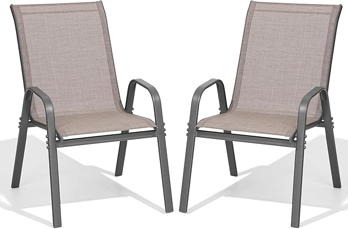Patio Chairs Set of 2, Easily Set Up Stackable Outdoor Dining Chairs by Dovov